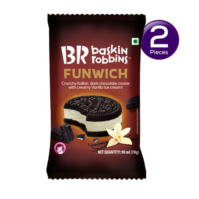 Baskin Robbins Funwich Choco Vanilla Ice Cream Sandwich 90 ml Combo