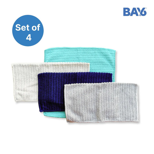 BAY6 Microfibre Solid Face Towel Assorted - 25 x 25 cm | Set of 4
