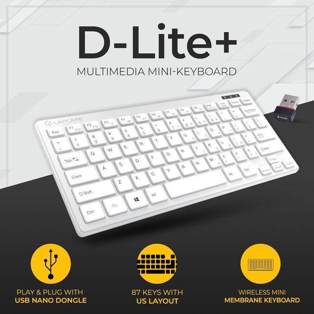 Lapcare D-Lite Plus Wireless Keyboard With 2.4 Ghz & 10 M Bt Range & 87 Keys 8 Million Key Life