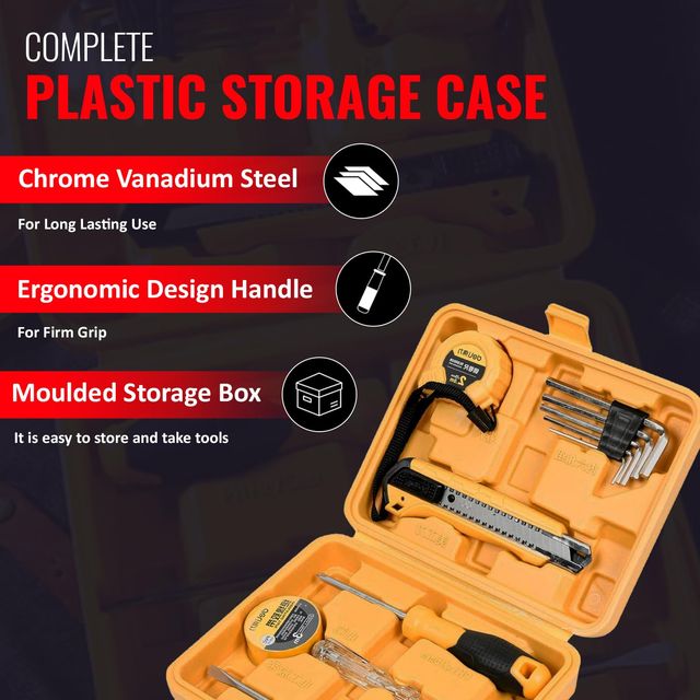 Spartan 11 In 1 Hand Tool Box | Screwdrivers, Tape, Tester, Measuring Tape, Cutter, Allen Key Set