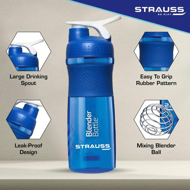 Strauss Blender Shaker Bottle 760 ml, (Blue)