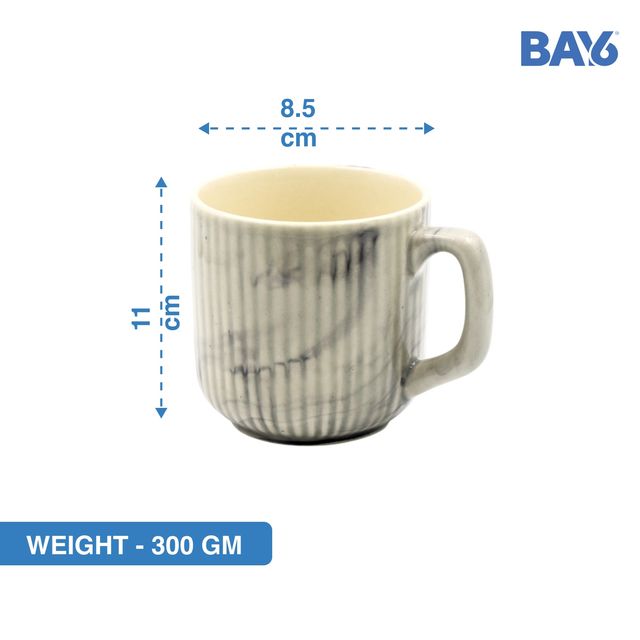 BAY6 Stoneware Italian Milk & Coffee Mug - White & Grey - 250 ML