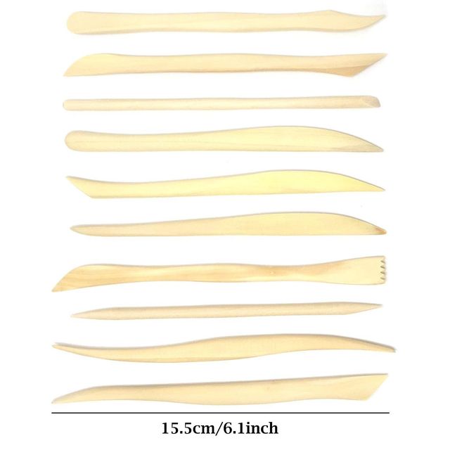 10 Wooden Clay Tools With Double Sided Crafting Sculpting Modelling Pottery Ends