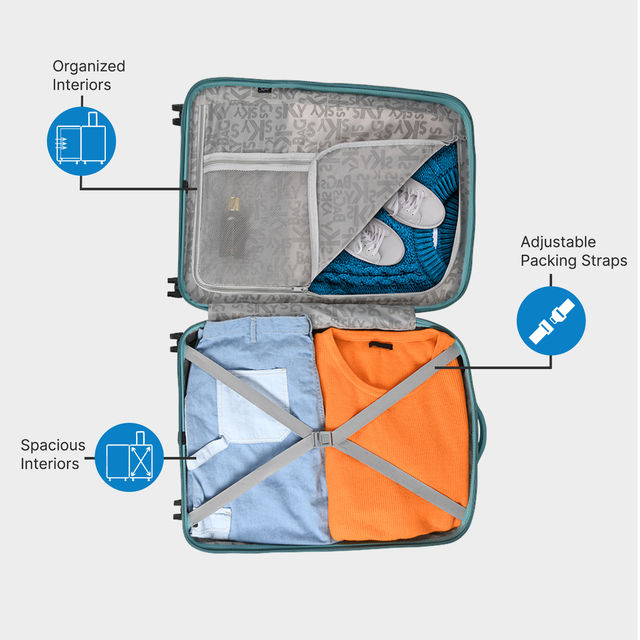 Skybags Unisex Solid ABS 55 L Telescopic Trolley Bag | Blue - S