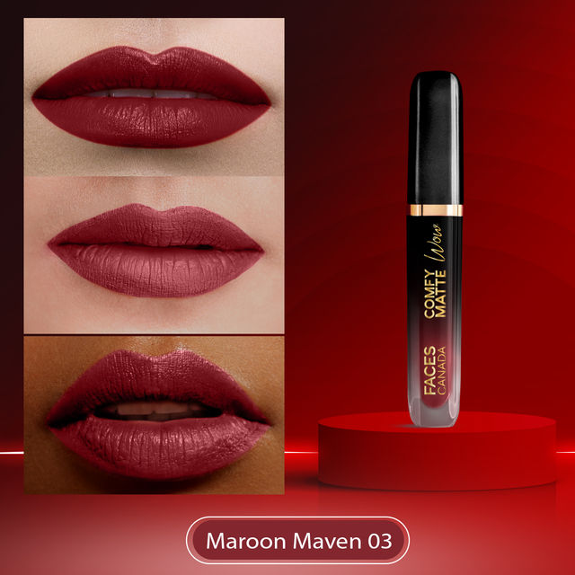 Faces Canada Comfy Matte Wow Liquid Lipstick - Maroon Maven 05 | One Swipe Application
