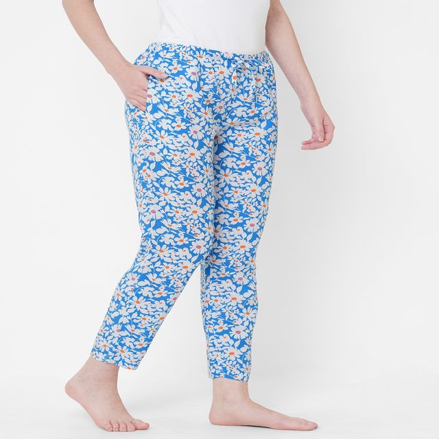 Urban Scottish Women s USWPJ504 Floral Printed Lounge Pyjama Pants | Blue - L