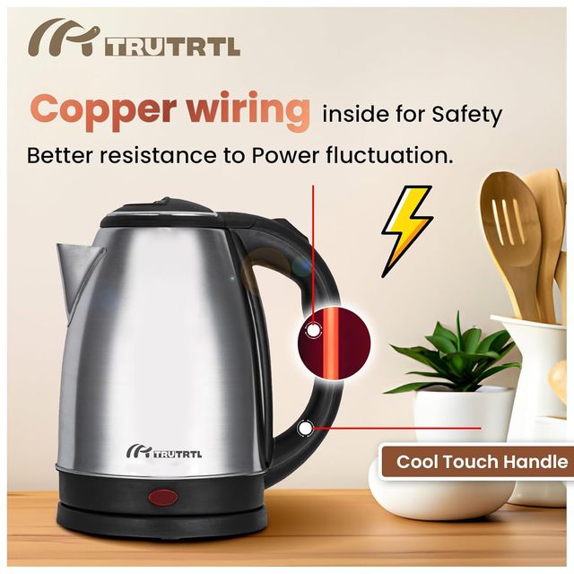 truTRTL Sizzle Electric Kettle for Boiling & Hot Water 1.5 Litre| 0.26 mm| Copper wiring| 1500W