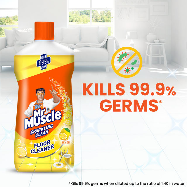 Mr Muscle Sparkling Floor Cleaner Liquid Lemon Citrus, Kills 99.9% Germs 1 l Combo