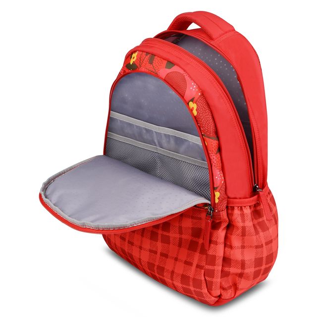 Genie Chekmex Red Backpack For Women - 2 Compartments, School Bag