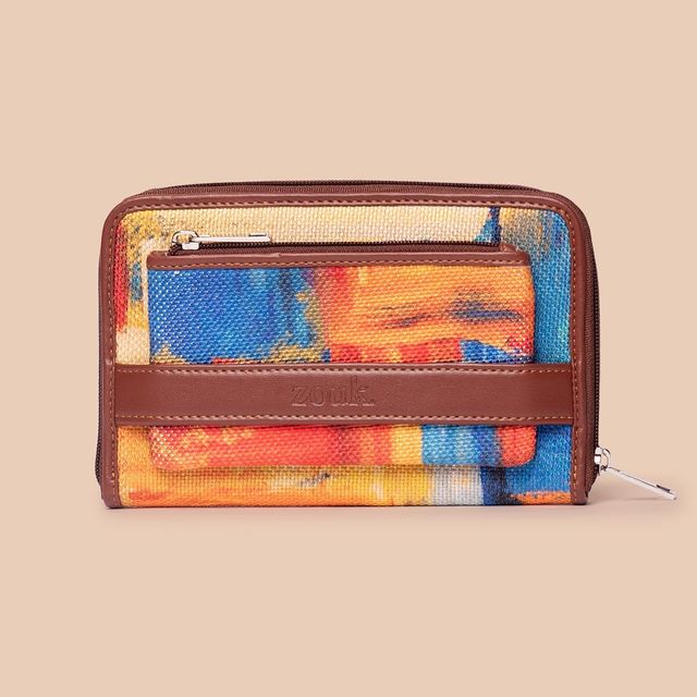 Zouk Women's Vegan Leather Wallets | Brown and Blue - Free Size