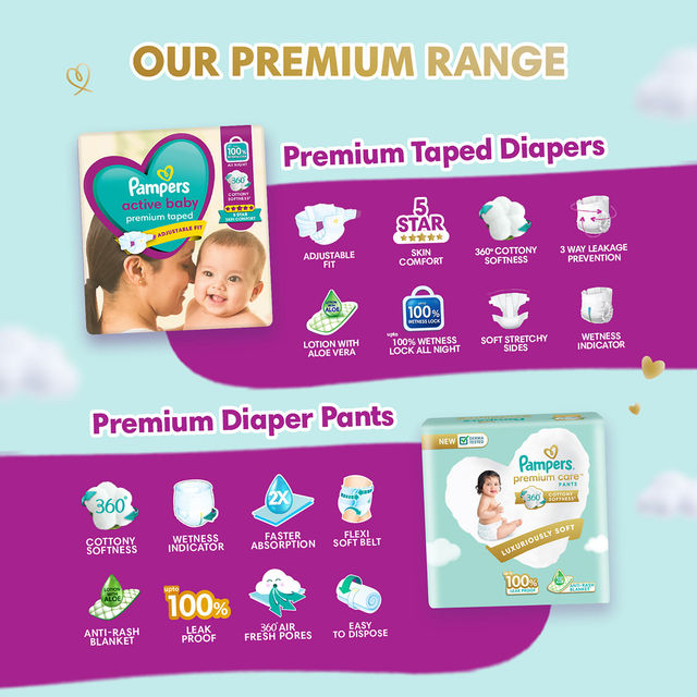 Pampers Active Baby Diaper Taped For Kids | White | XL (12+ kg)