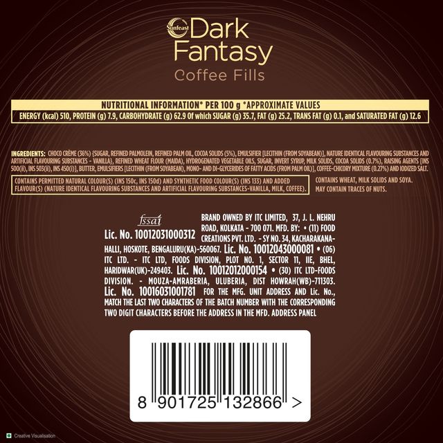 Sunfeast Dark Fantasy Coffee Fills, Original filled cookie with Coffee flavour | Perfect Snack