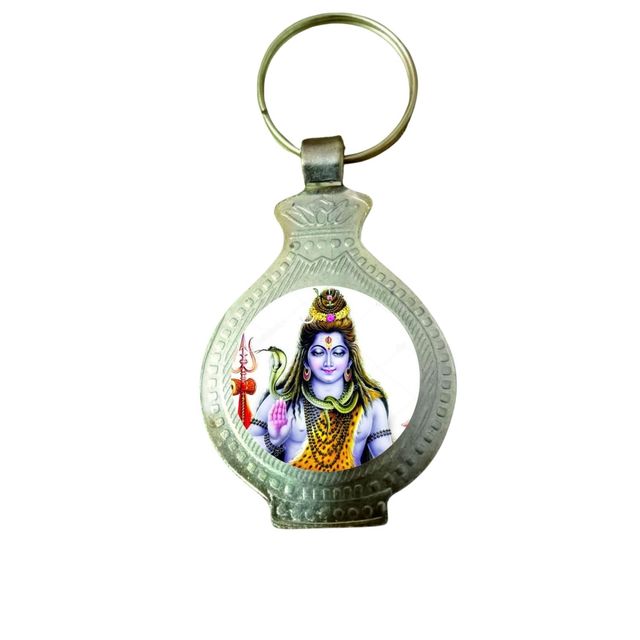 Divine Vibes Shiv Ji Oval Metal Key Chain