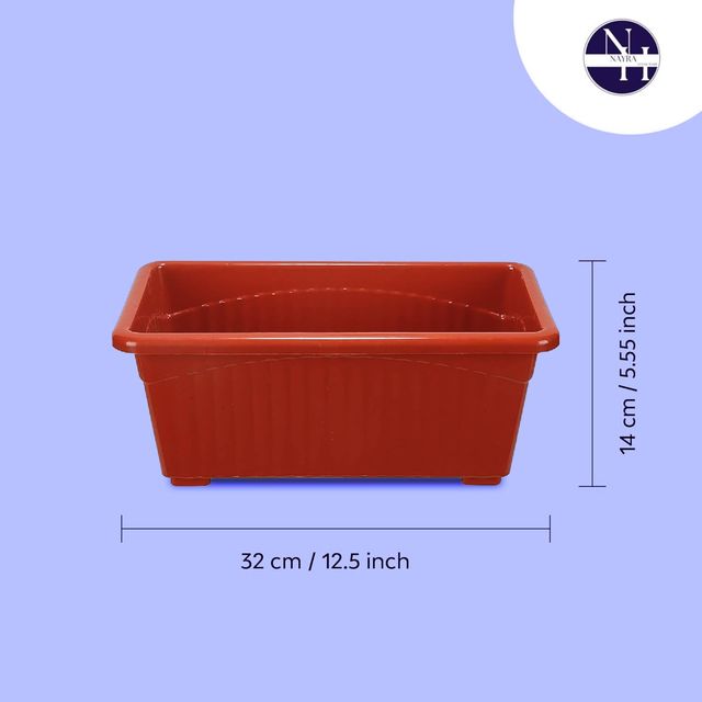 Nayra Plant Pots Plastic Rectangular Red Color Pots | Set of 2