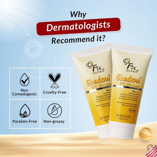 Fixderma Shadow Sunscreen SPF 50+ Cream Sunscreen For Dry Skin Broad Spectrum Sunscreen For