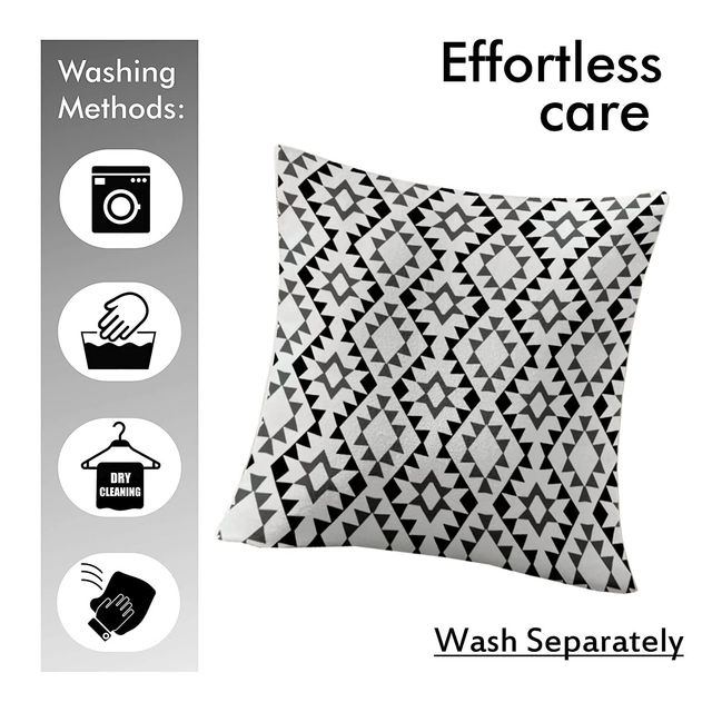 Lushomes Boho Cushion Covers - Black Grey Geometric | 16 x 16 inch