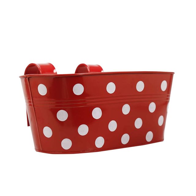 TrustBasket Dotted Oval Railing Planters | Balcony Hanging Pots - 31 x 15 x 14 cm