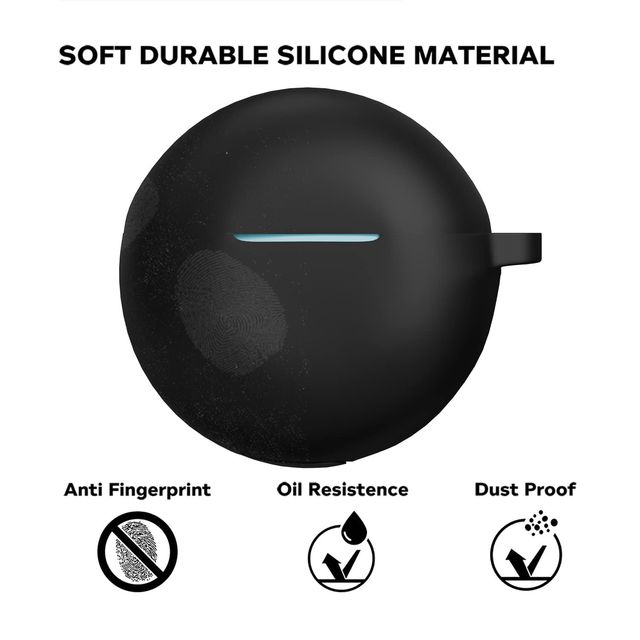 Sounce Silicone Case Cover for Oppo Enco Buds 2 | Shockproof | Non-Slip Grip With Carabiner | Black