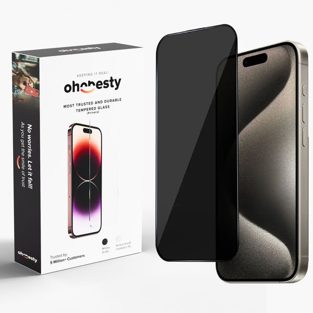 OHONESTY Privacy Tempered Glass for iPhone 16 Pro Max| Anti-Spy Screen Protector| Black