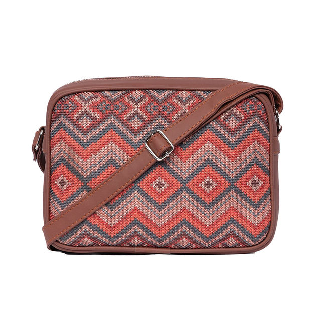 Zouk Women's Woven Vegan Leather 2.4 L Sling Bag | Multicolour - One Size