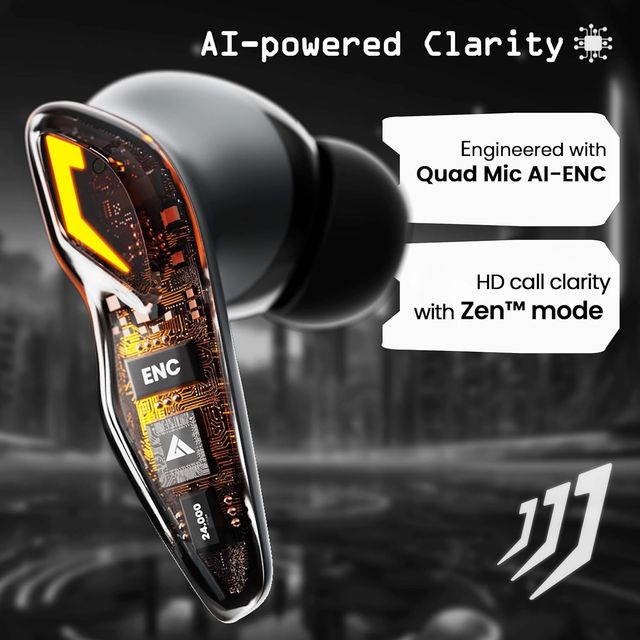 GOBOULT Astra with Quad Mic ENC, 48Hrs Battery, Low Latency Gaming (Smoky Metal, True Wireless)