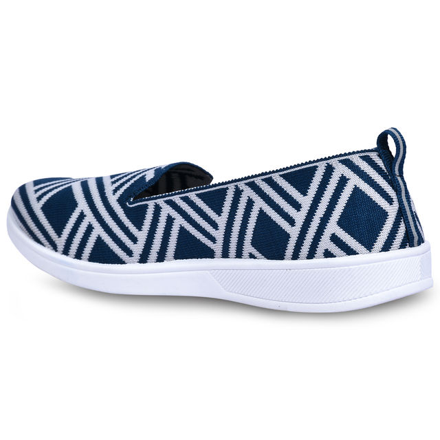 Paragon Comfy Zigzag Ballet Flats For Women Bolt Blue And White - 5