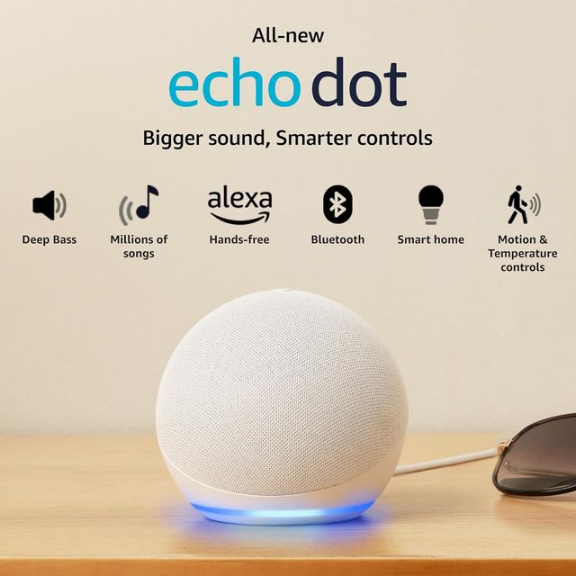 Amazon Echo Dot (5Th Gen) Smart Speaker With Bigger Sound, Motion Detection,Alexa &Bluetooth| White