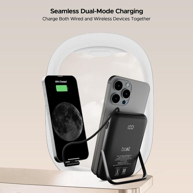boAt 10000 mAh Magnetic Wireless Power Bank w/ 15W Wireless Charging - PB330 MagnaCharge (Black)