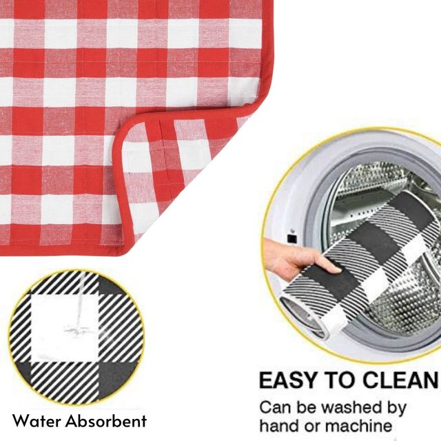 Lushomes Dish Drying Mat - Red Checks | 18 x 24 inch