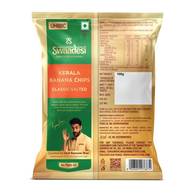 UNIBIC Swaadesi No Palm Oil Kerala Banana Chips-Classic Salted