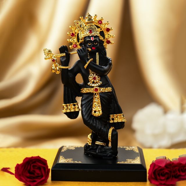 Ekhasa Resin Lord Krishna Idol With Flute | 11 cm | Shree Lord Krishna Statue For Home Decor