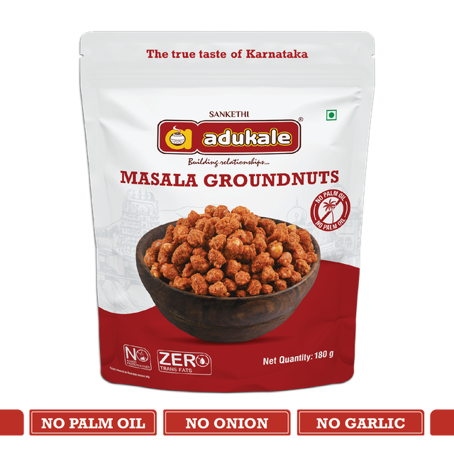 Adukale Rice Kodubale Rings 180.0 Gram (180g) & Adukale Masala Groundnuts 180.0 Gram (180g) Combo