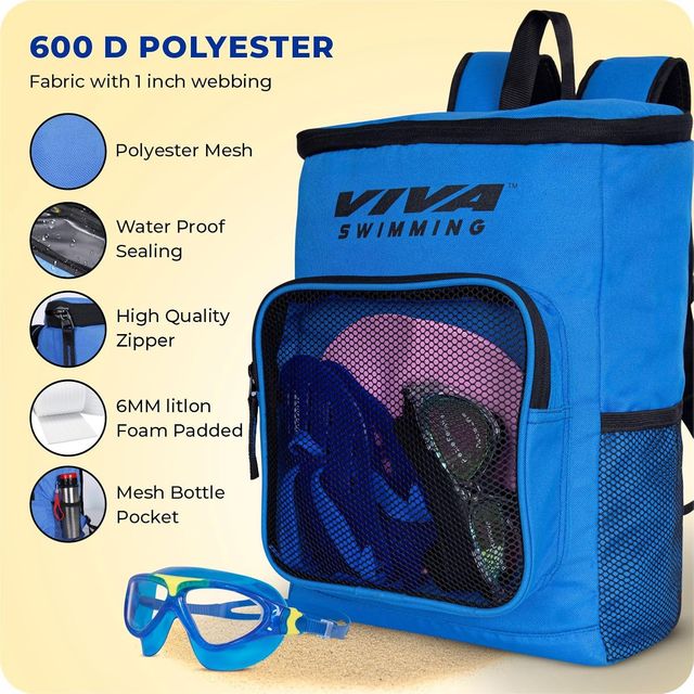 Viva Swimming Kit Bag Water Proof with Compartments (Blue)