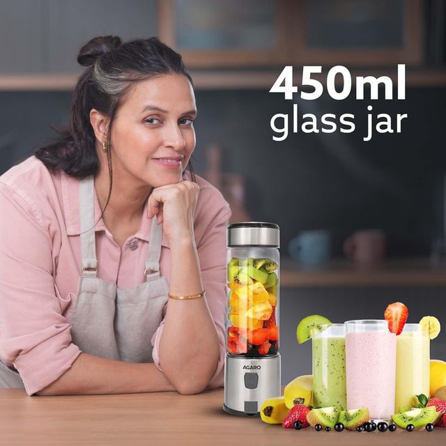 Agaro Galaxy Portable Blender Juicer & Mixer For Juices, Smoothies & Shakes | 126W | 450 ml - Black