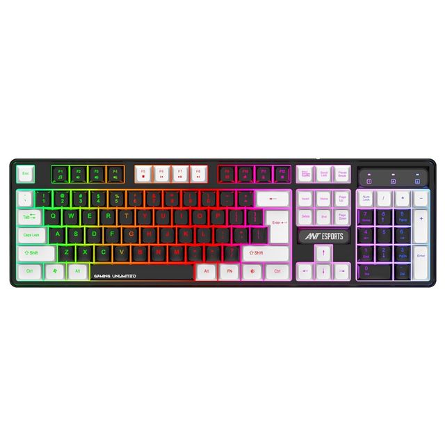 Ant Esports MK1450 Pro Backlit Membrane Wired Gaming Keyboard with Mixed Colour Lighting - Black