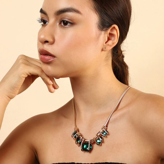 Sohi Green Drops Dainty Necklace