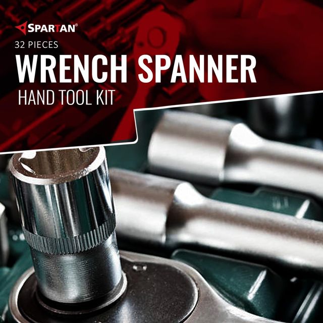Spartan 32 In 1 Heavy Duty Socket Set 1/2" Chrome Vanadium Steel Ratchet Socket Wrench Spanner