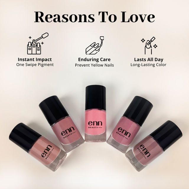 Enn Beauty Extra Shine Nail Paint Kit With Free Nail Paint Remover 30 Wipes - Perfect Nudes