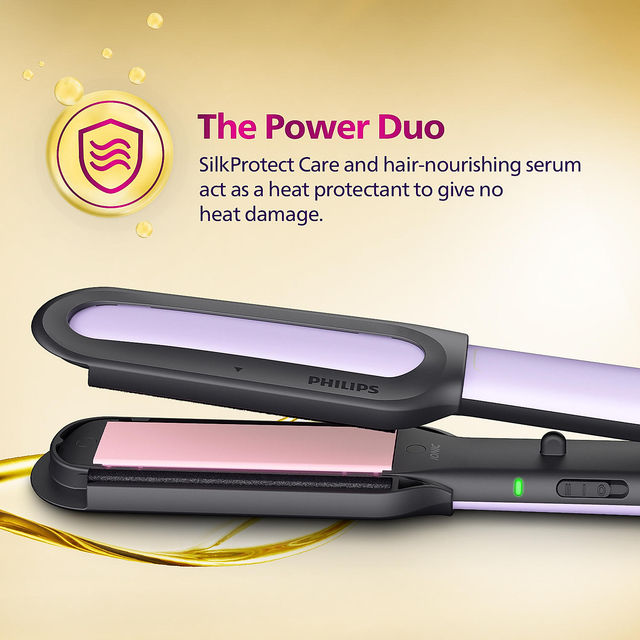 Philips NourishCare Hair Straightener|No Heat Damage & Silkprotect Care|BHS503/40