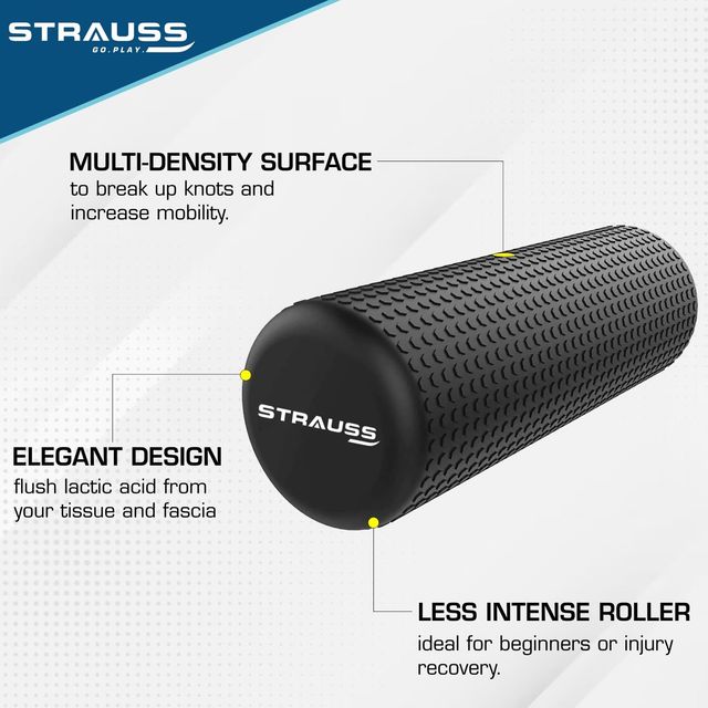 Strauss Yoga Foam Roller, 45 cm, (Black)