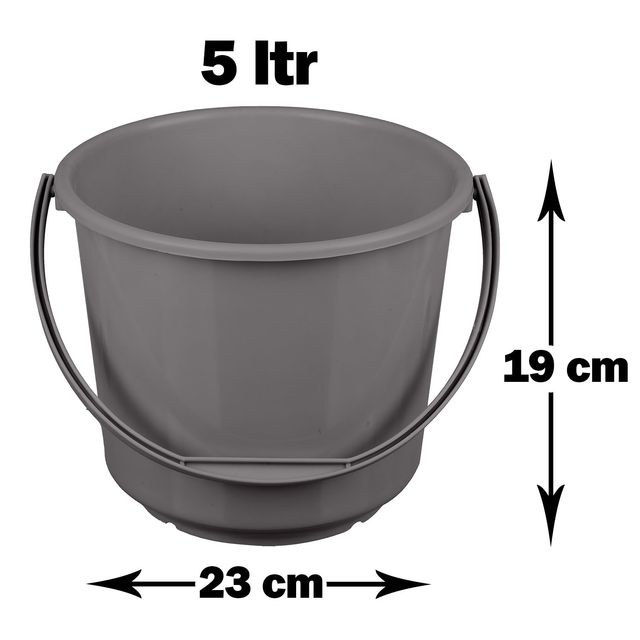 Kuber Industries Plastic Bucket for Cleaning & Storage|Plain Bucket|5 L|Pack of 2|Multi