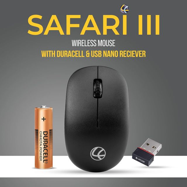 Lapcare Safari Iii B Wireless Mouse-2.4Ghz & Upto 1600 Dpi With Duracell Battery & 3 Year Warranty