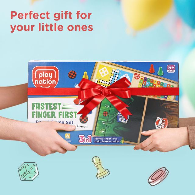 Play Nation 3 in 1 Board Game with Ludo, Slides & Ladders and Sling Puck