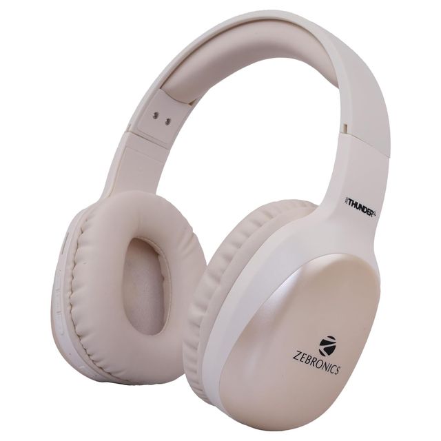 Zebronics Thunder Pro BT Headphone, Dual Pairing, Gaming Mode, ENC, Call Function, 60h Beige
