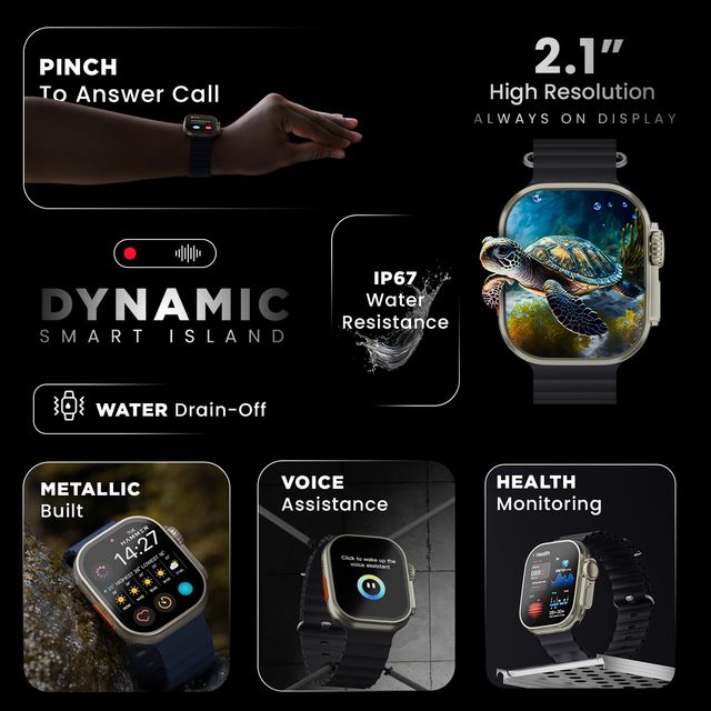 Hammer Active 2.0 Plus 2.1 Inch Display Smart Watch With Gesture Control| Bluetooth Calling (Blue)