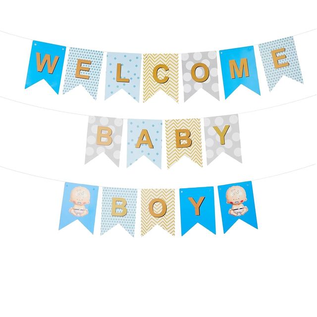 Just Party Welcome Baby Boy Theme Foil Balloon Banner Combo