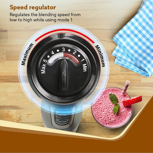 Agaro Grand 1000 Watts Hand Blender With Chopper Jar & Whisker Speed Modes & Speed Regulator Blades