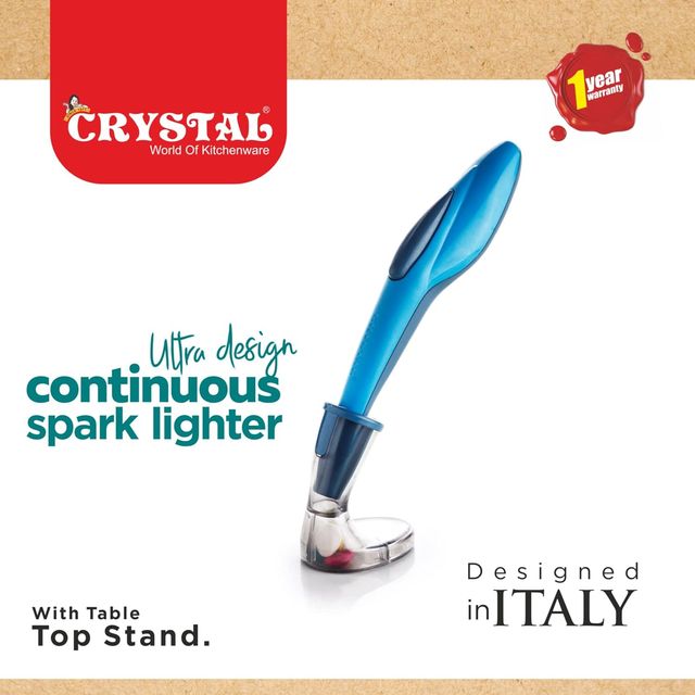 Crystal Extreme Battery Operated Gas Stove Lighter | 1 Click Continuous Spark | Blue