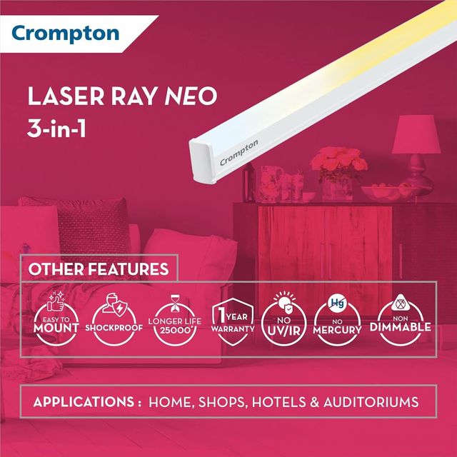 Crompton Laser Ray Neo 3in1 Cct 20w Led Batten