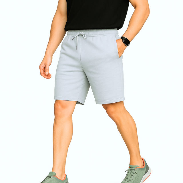 EQL Men's Pure Cotton Shorts | Light Grey Melange - L